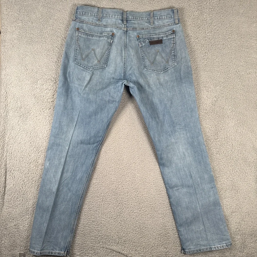 Wrangler Retro Jeans Men 36x32 (38x33) Blue Slim Straight Western Light Wash